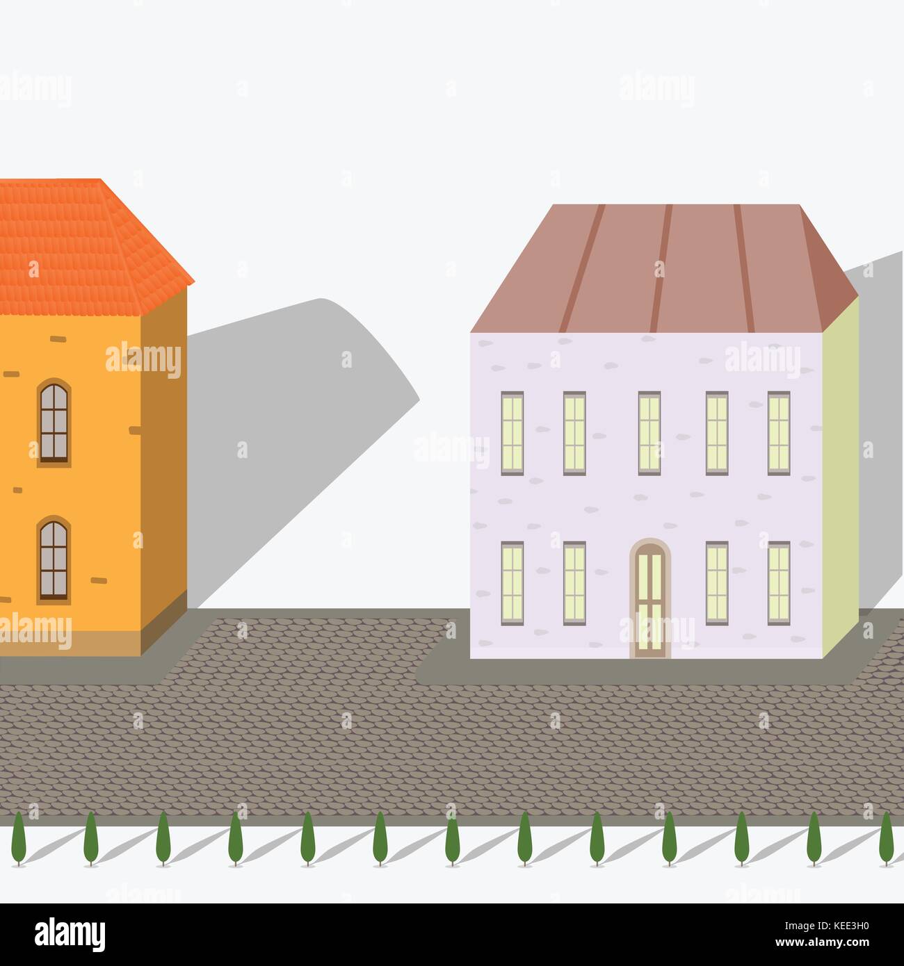 street with houses on winter white background Stock Vector Image & Art ...
