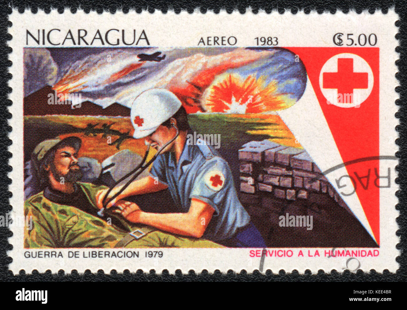 Carimbo Postal Nicaragua 1983. Peça De Xadrez Rainha Imagem de