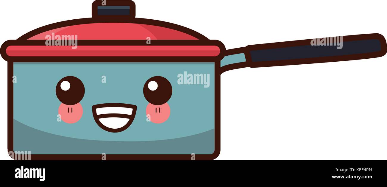 Pot with lid kitchen utensil kawaii cute cartoon Stock Vector Image ...