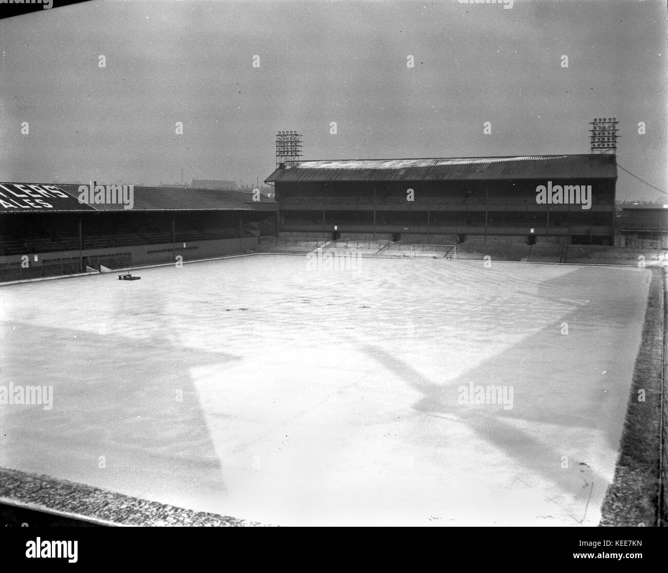 Derby County Football Club stadium from 1895 to 1997 - The Baseball Ground - under snow on 22 January 1963.    Photograph by Tony Henshaw  *** Local Caption *** From the wholly-owned original negative. Stock Photo