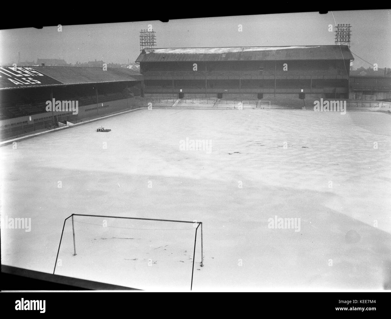 Derby County Football Club stadium from 1895 to 1997 - The Baseball Ground - under snowon 22 January 1963.    Photograph by Tony Henshaw  *** Local Caption *** From the wholly-owned original negative. Stock Photo