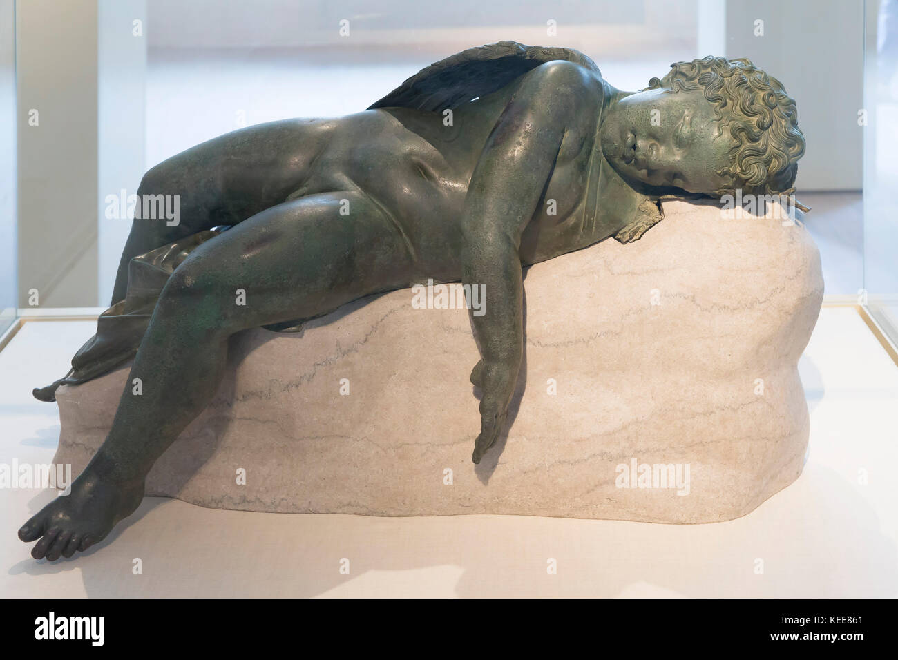 Bronze Statue of Eros Sleeping, Greek, 1st century AD, Metropolitan Museum of Art, Manhattan, New York City, USA, North America Stock Photo