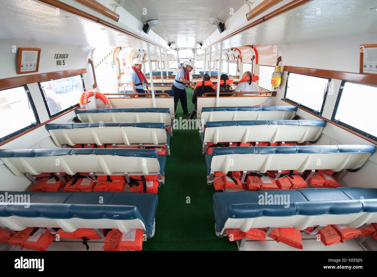 Passenger lifeboat interior - cruise ship Stock Photo - Alamy