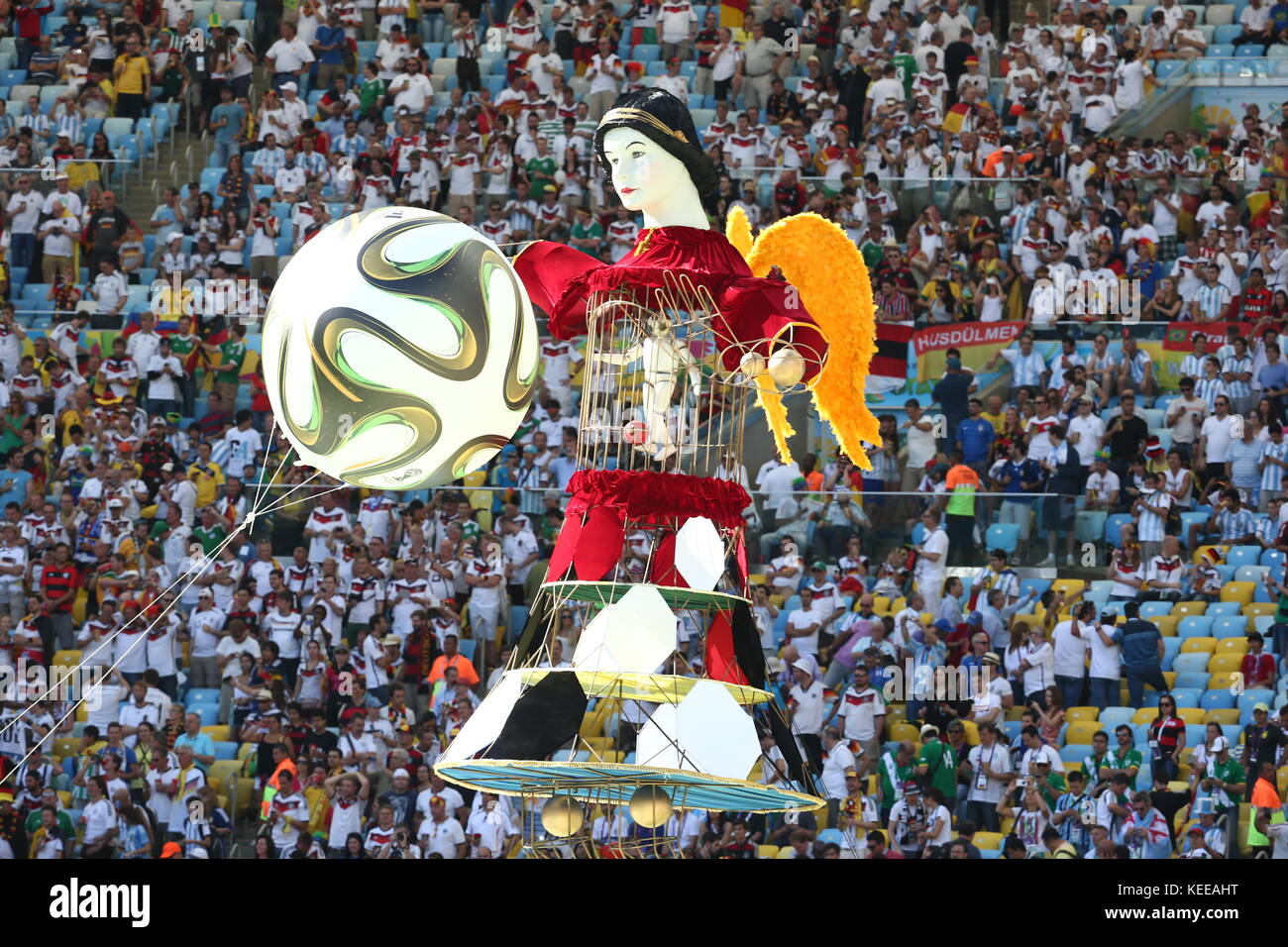 RIO DE JANEIRO, BRAZIL - July 13, 2014: The World Cup Trophy during the celebrations after the 2014 World Cup final game between Germany and Argentina Stock Photo