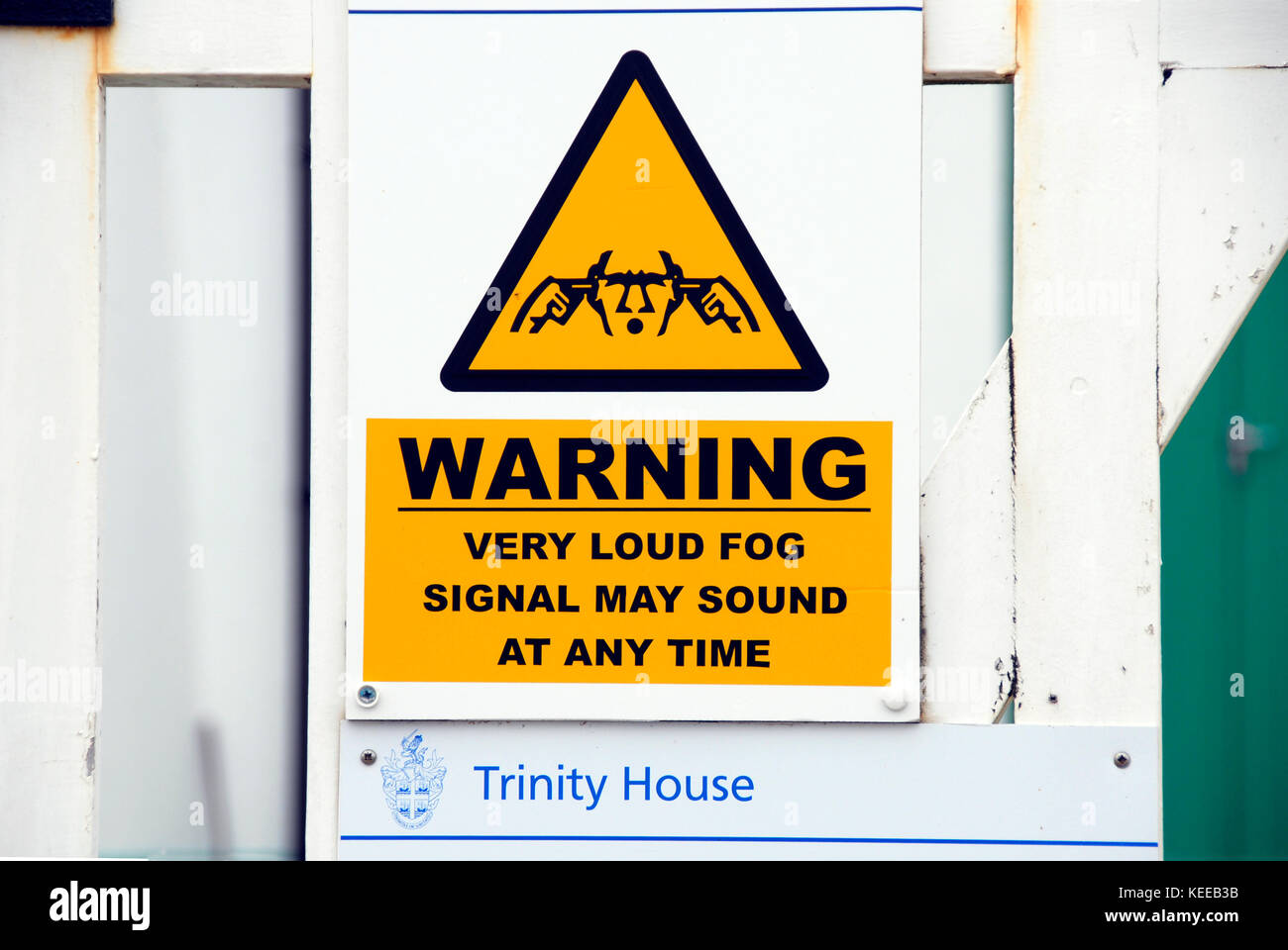 Warning sign for very loud noise Stock Photo