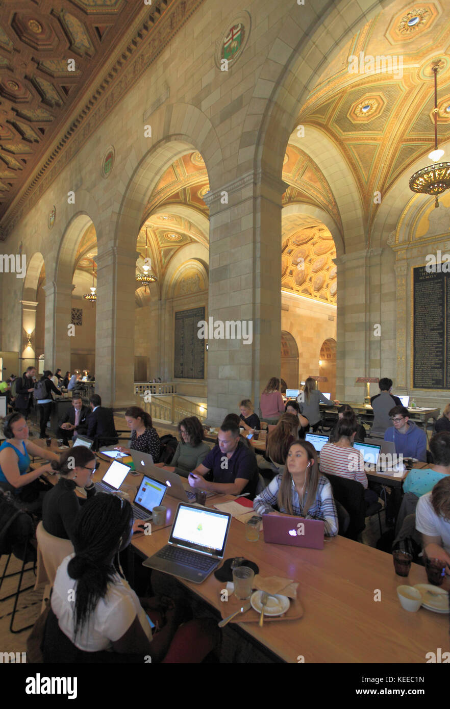 Canada, Quebec, Montreal, Crew Collective & Cafe, former Royal Bank Building, co-working space, Stock Photo