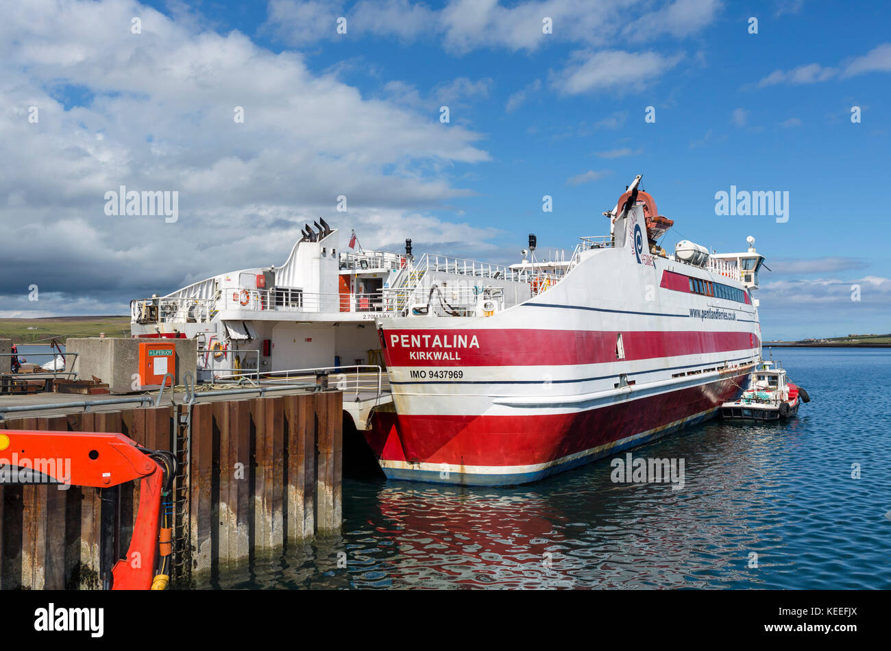 The Pentland Ferry to Gill's Bay docked at St Margaret's Hope, Orkney, Scotland, UK Stock Photo