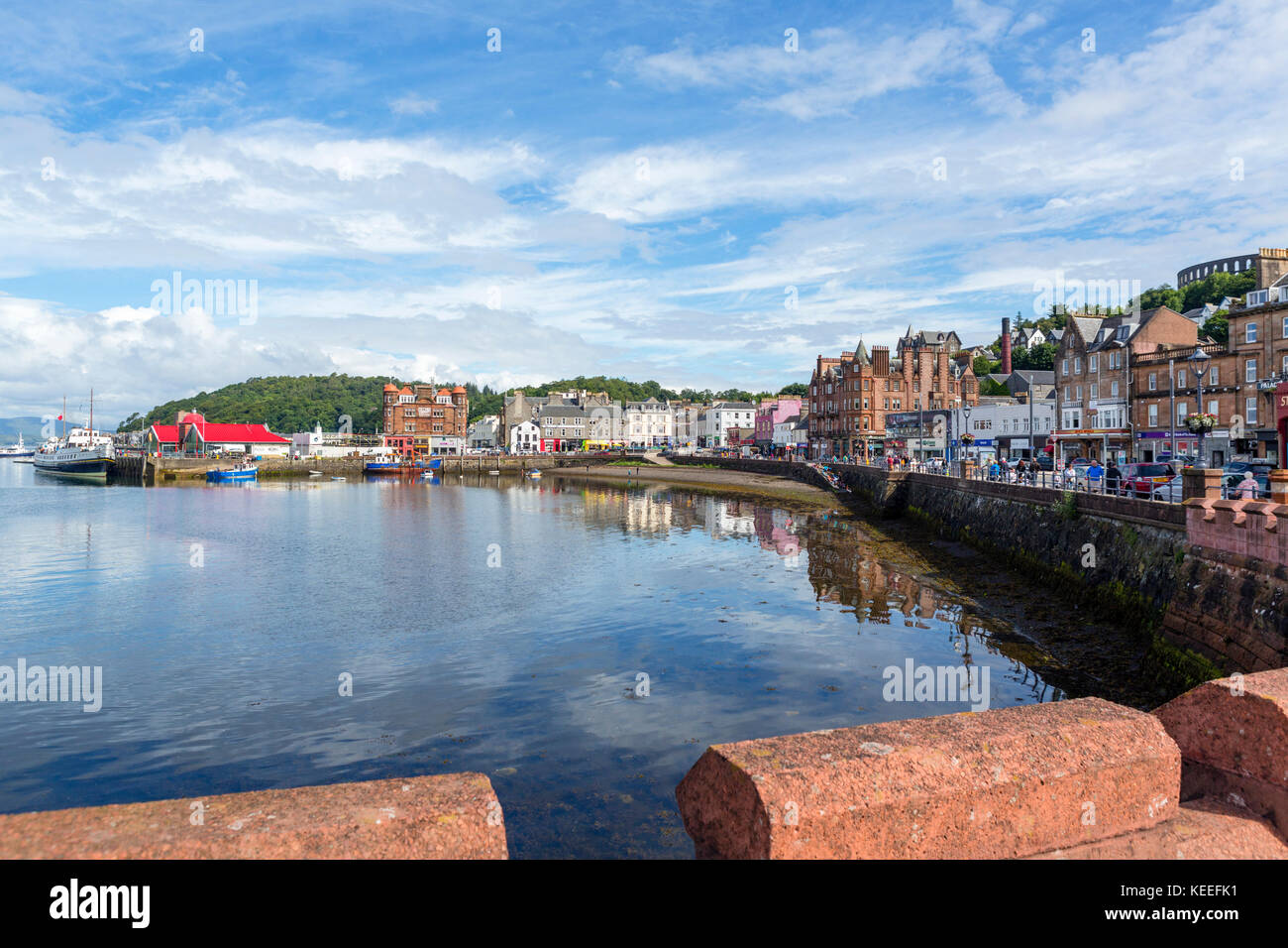 Seafront and harbour in Oban town centre, Argyll and Bute, Scotland, UK
