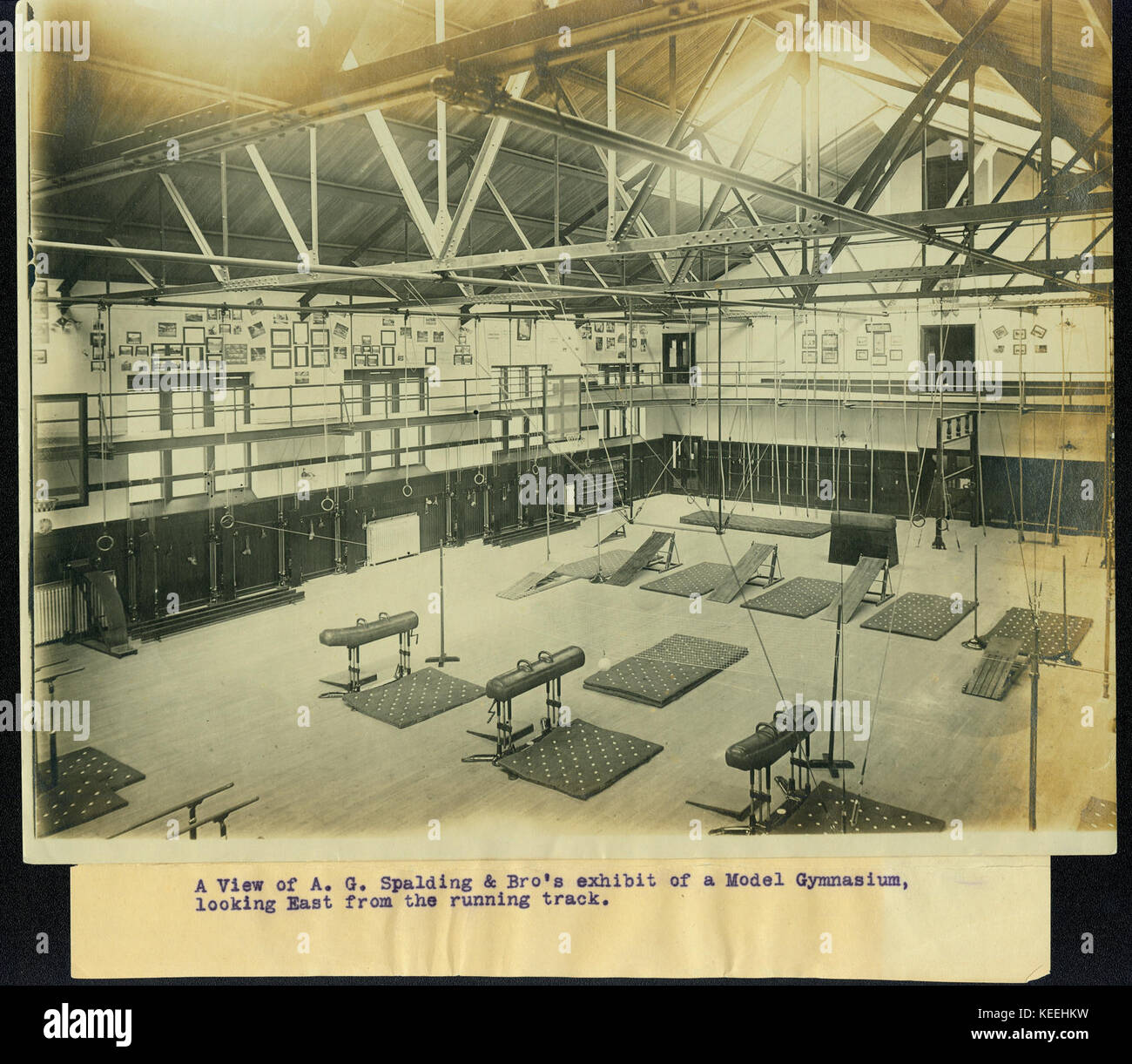 A view of A. G. Spalding and Brothers exhibit of a Model Gymnasium, looking East from the running track Stock Photo