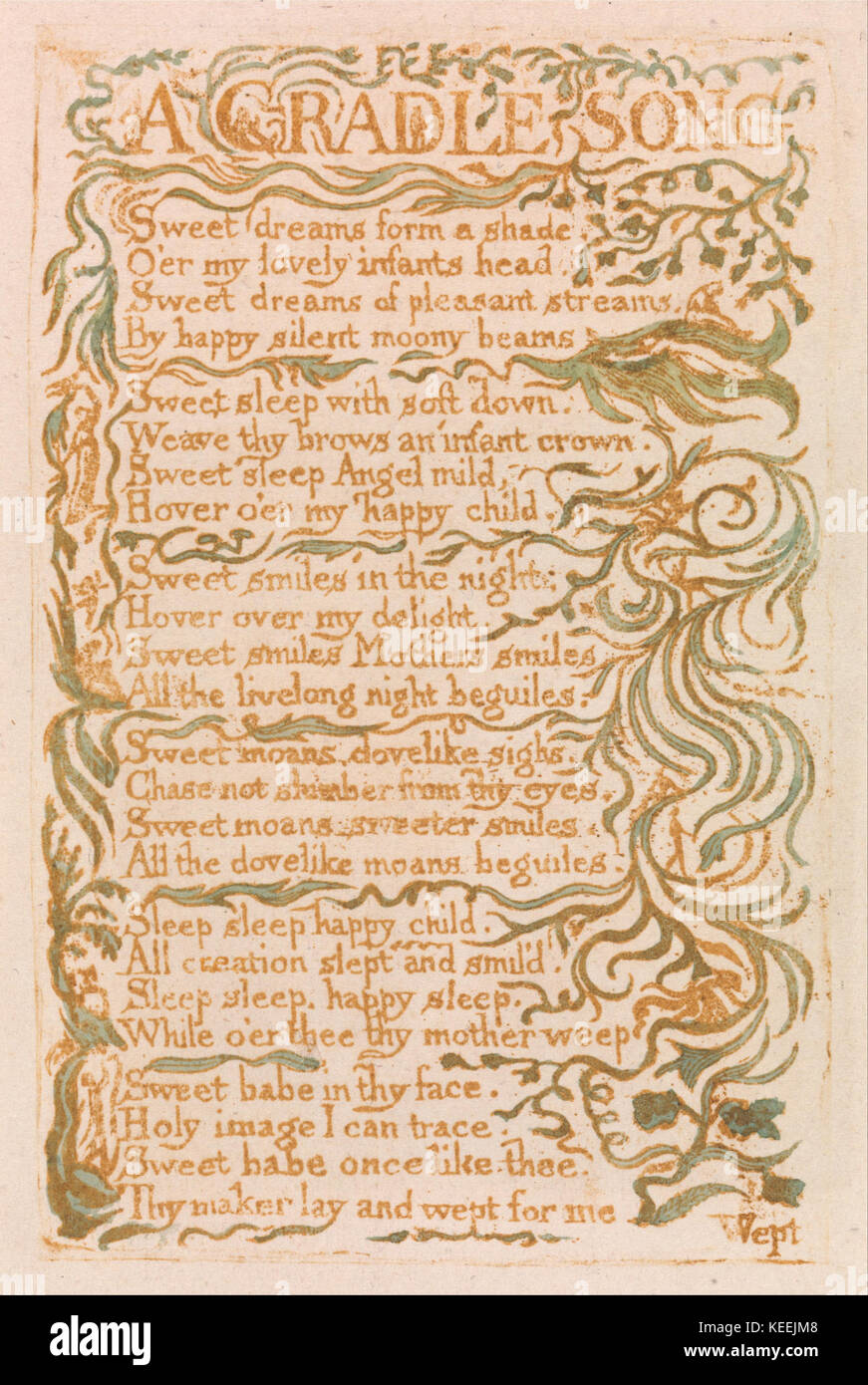 William Blake Songs of Innocence, Plate 18, A Cradle Song (Bentley 16