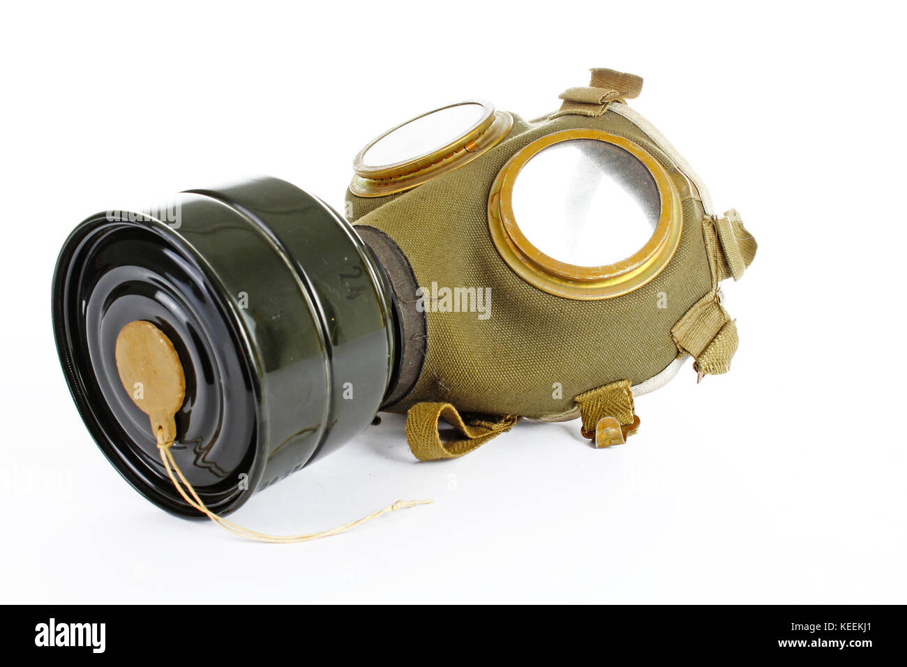 WW2 World War 2 II gas mask real vintage green breathing gas mask Stock