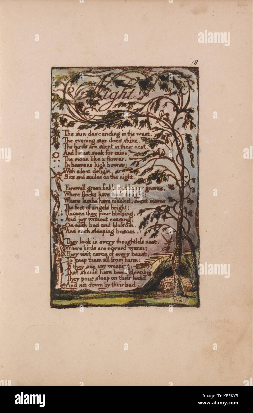 William Blake Songs of Innocence and of Experience, Plate 18, Night (Bentley 20 Stock Photo Alamy