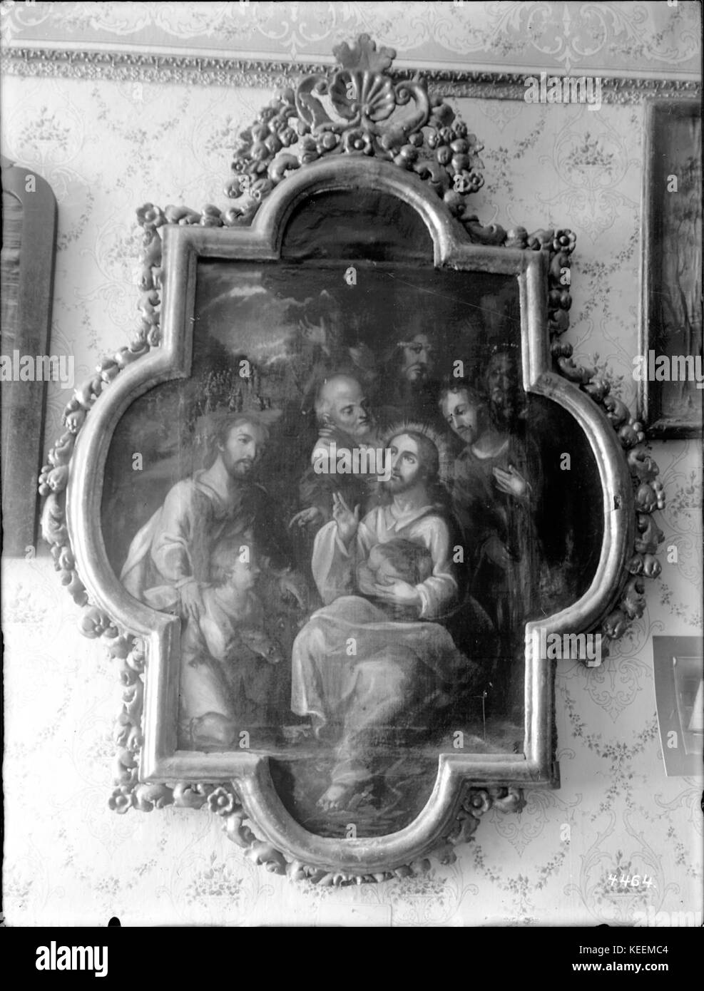 Old painting of the Miracle of the Loaves and Fishes at Mission Santa