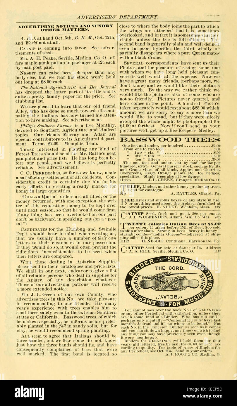 Novice's  gleanings in bee culture BHL16948944 Stock Photo