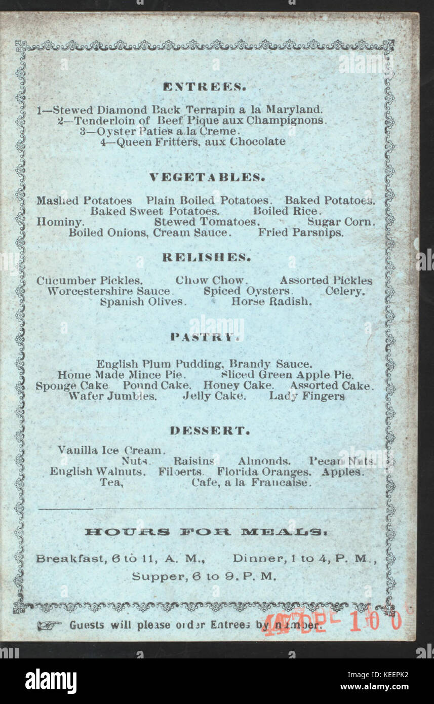 Dinner Held By The Hygeia Hotel At Old Point Comfort Va Stock