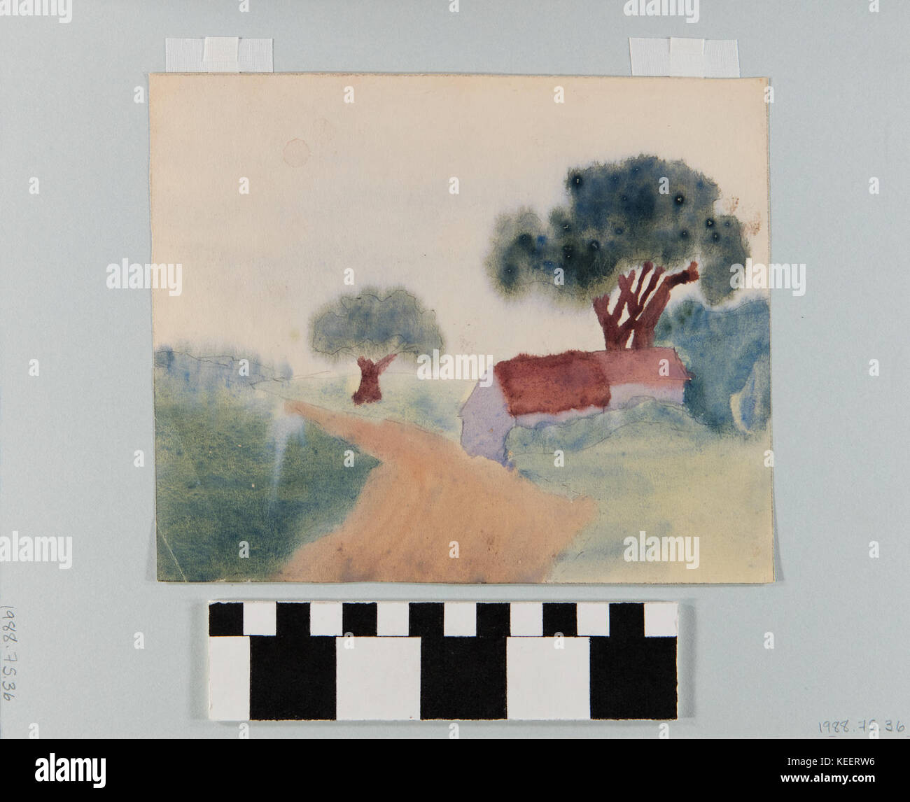 Watercolor  Country Lane  by Otto Burian Stock Photo