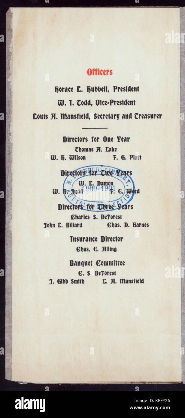 ANNUAL DINNER (held by) LUMBER DEALERS ASSOCIATION OF CONNECTICUT (at