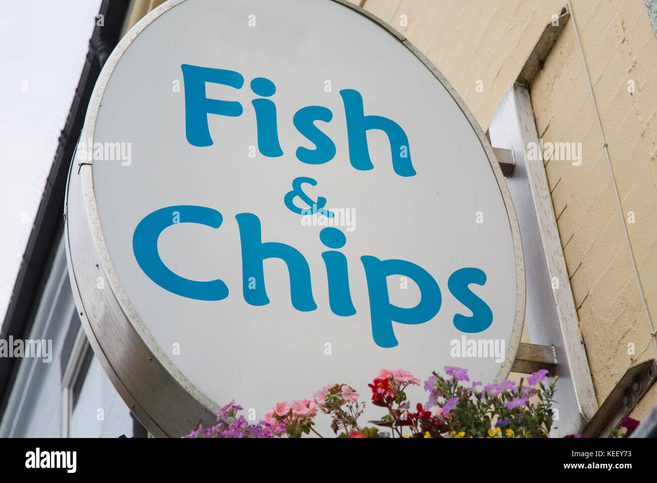 Fish and Chips Fast Food Restaurant Sign Stock Photo Alamy