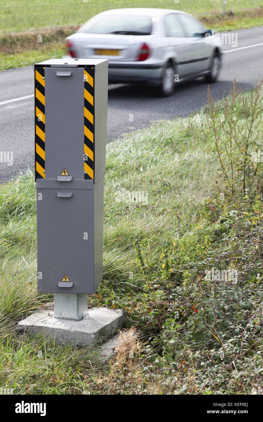 Radar control on a road Stock Photo