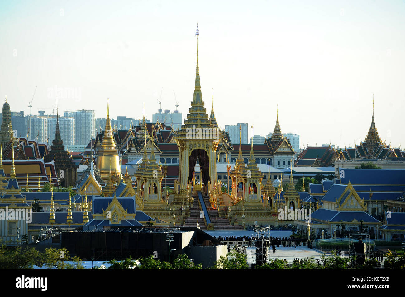 Bangkok. 20th Oct, 2017. This photo taken on Oct. 20, 2017 shows a general view of the royal crematorium for the late Thai King Bhumibol Adulyadej in Bangkok, Thailand. The late king's cremation ceremony will be held from Oct. 25 till Oct. 29 with the cremation scheduled for Oct. 26. Credit: Rachen Sageamsak/Xinhua/Alamy Live News Stock Photo