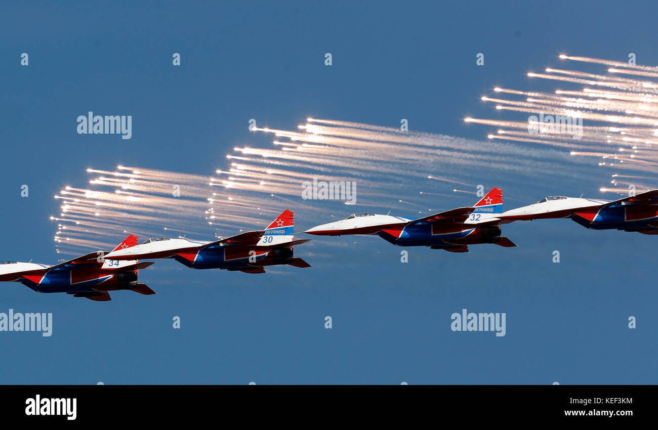 Belgrade, Serbia. 20th Oct, 2017. MiG-29 jet fighters of the Russian ...