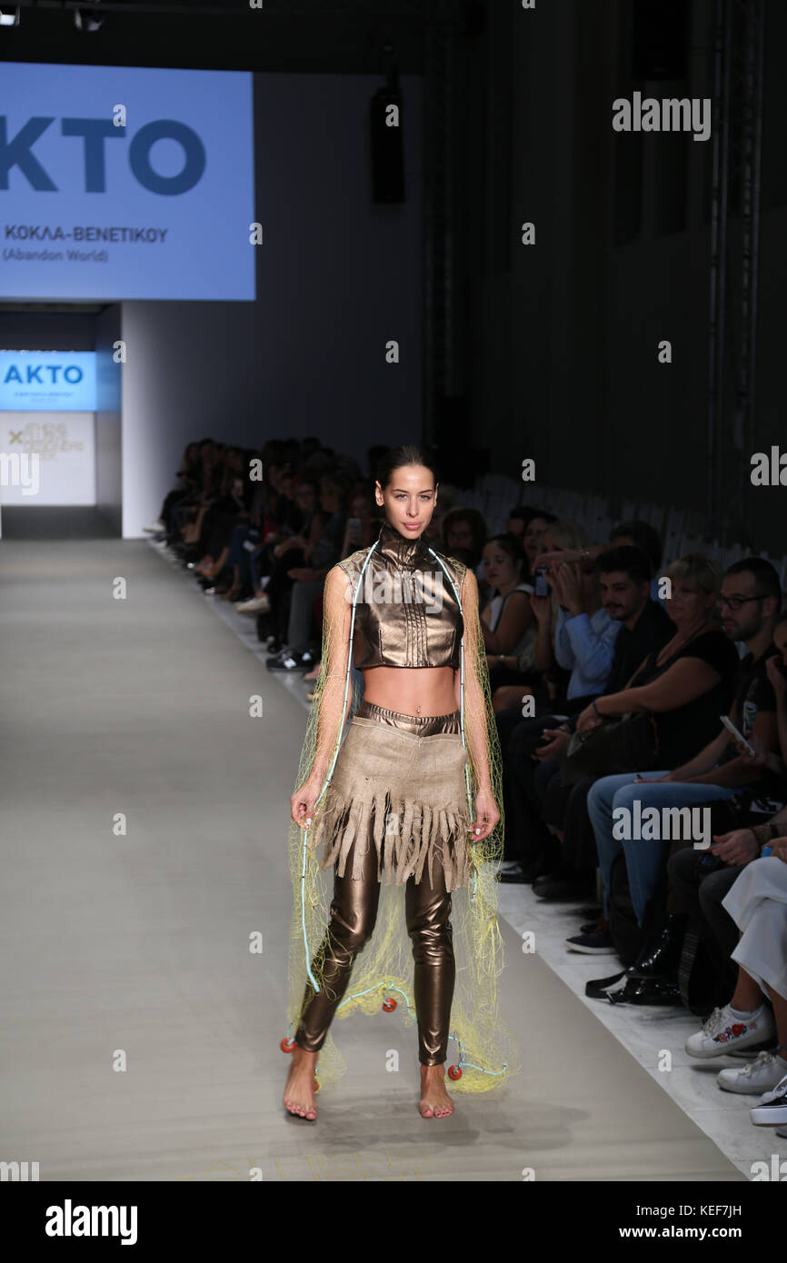 Athens, Greece. 20th Oct, 2017. The new designers day, Akto Art & Design College and Athens Fashion Club graduates will present their collections. Credit: Plimper/Alamy Live News Stock Photo