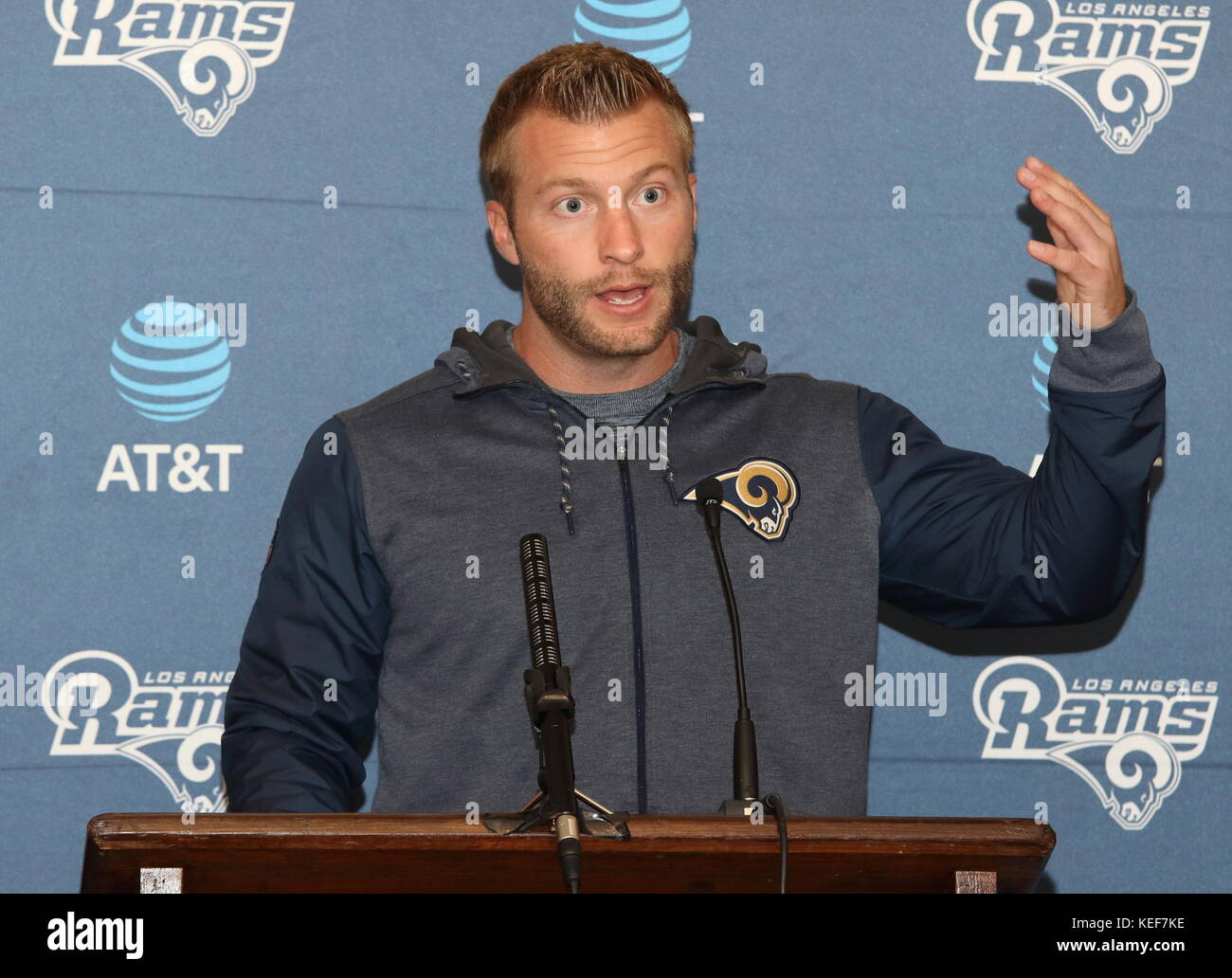 London, UK. 20th Oct, 2017. Youngest Head Coach in NFL history, Sean McVay at the Los Angeles