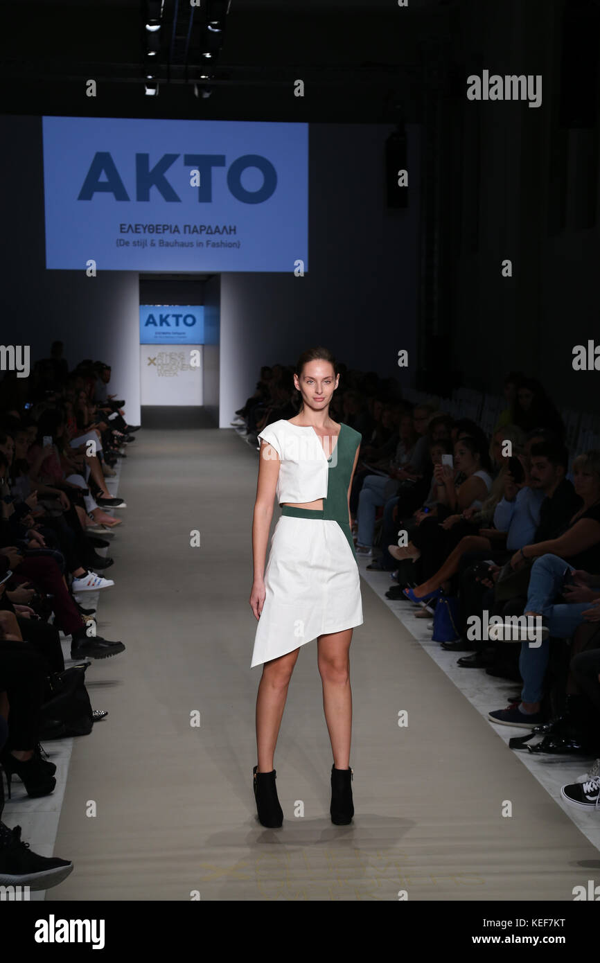 Athens, Greece. 20th Oct, 2017. The new designers day, Akto Art & Design College and Athens Fashion Club graduates will present their collections. Credit: Plimper/Alamy Live News Stock Photo