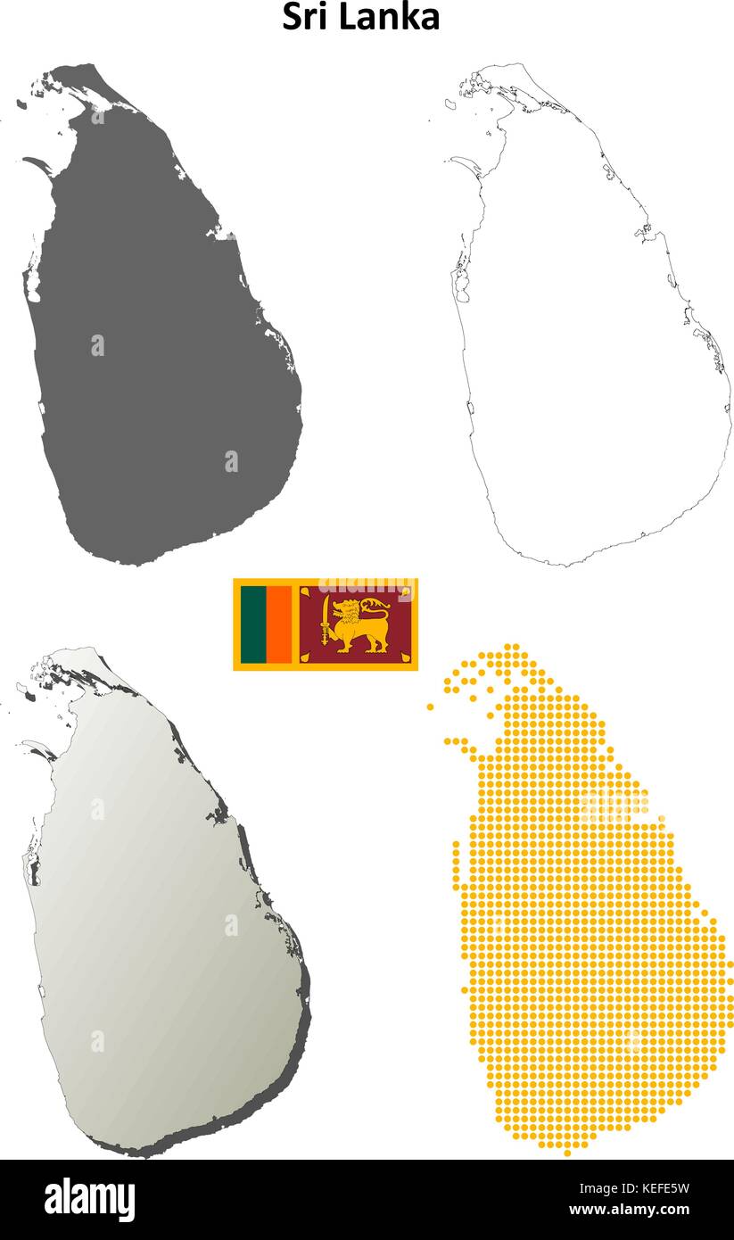 Sri Lanka blank outline map set Stock Vector