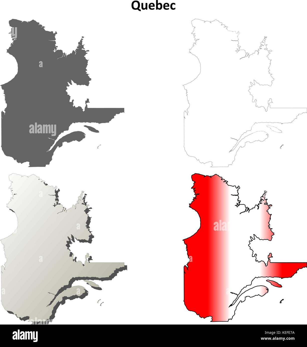 Quebec blank outline map set  Stock Vector