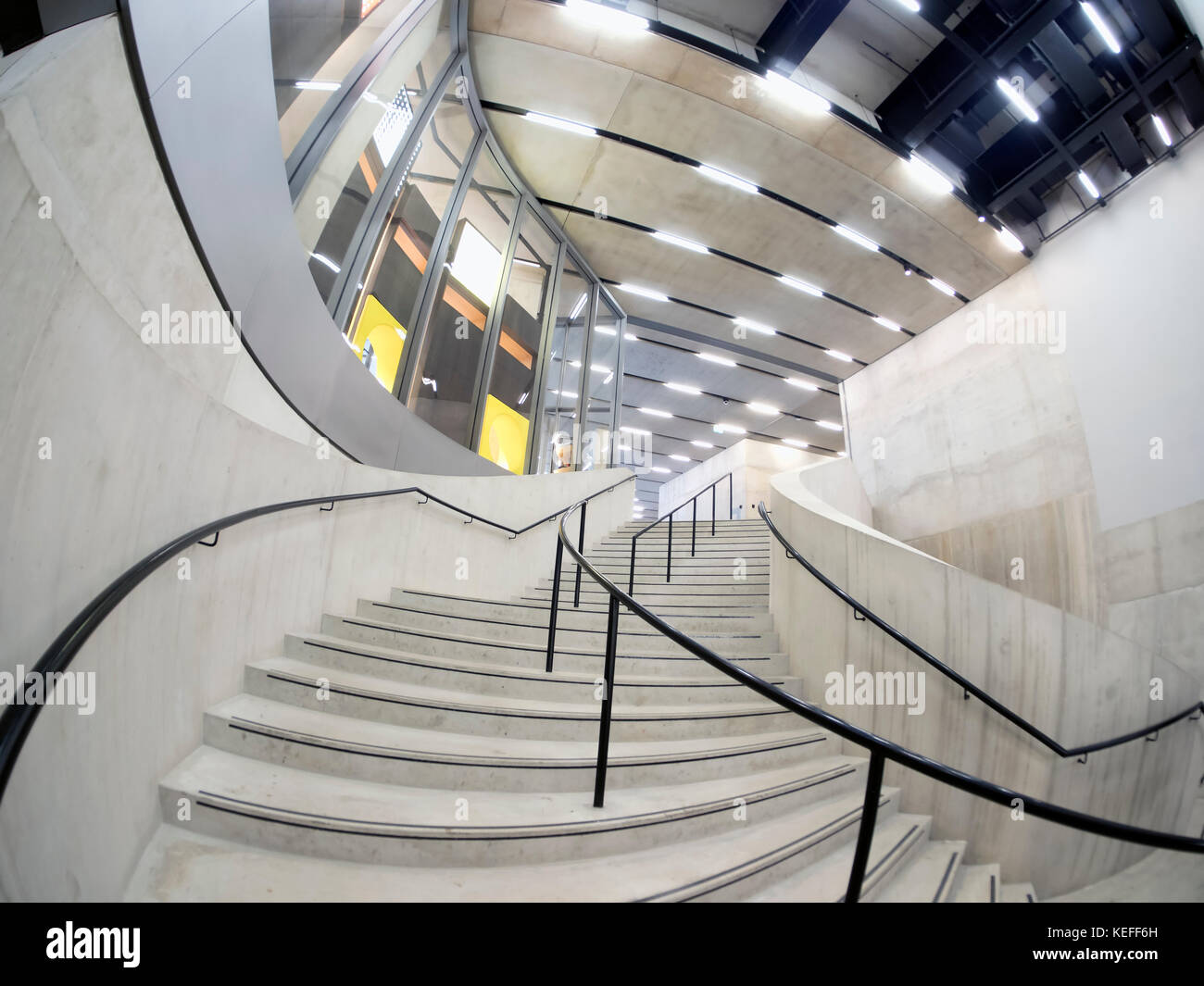 Fisheye view of a spiral staircase Stock Photo