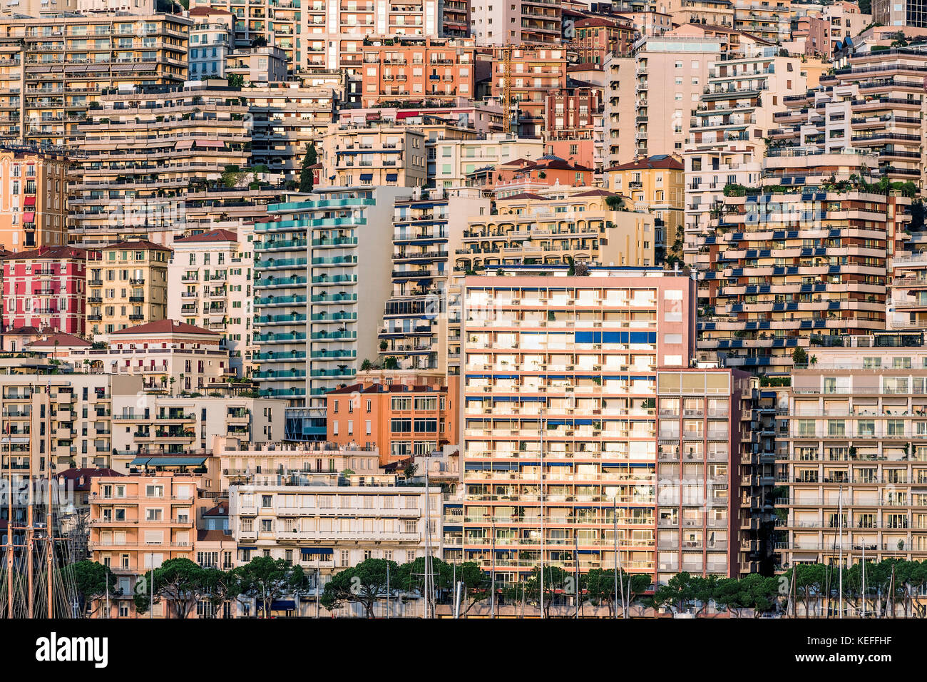 Compact apartment buildings in Monaco. Stock Photo