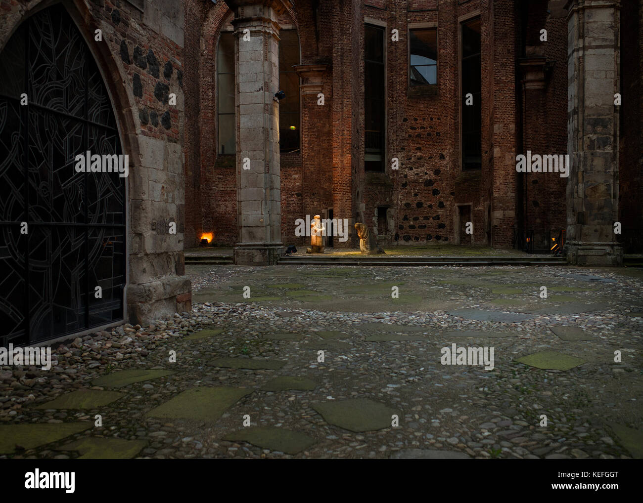 'Mourning Parents' in ruins of bomb damaged St. Alban church Cologne Germany Stock Photo