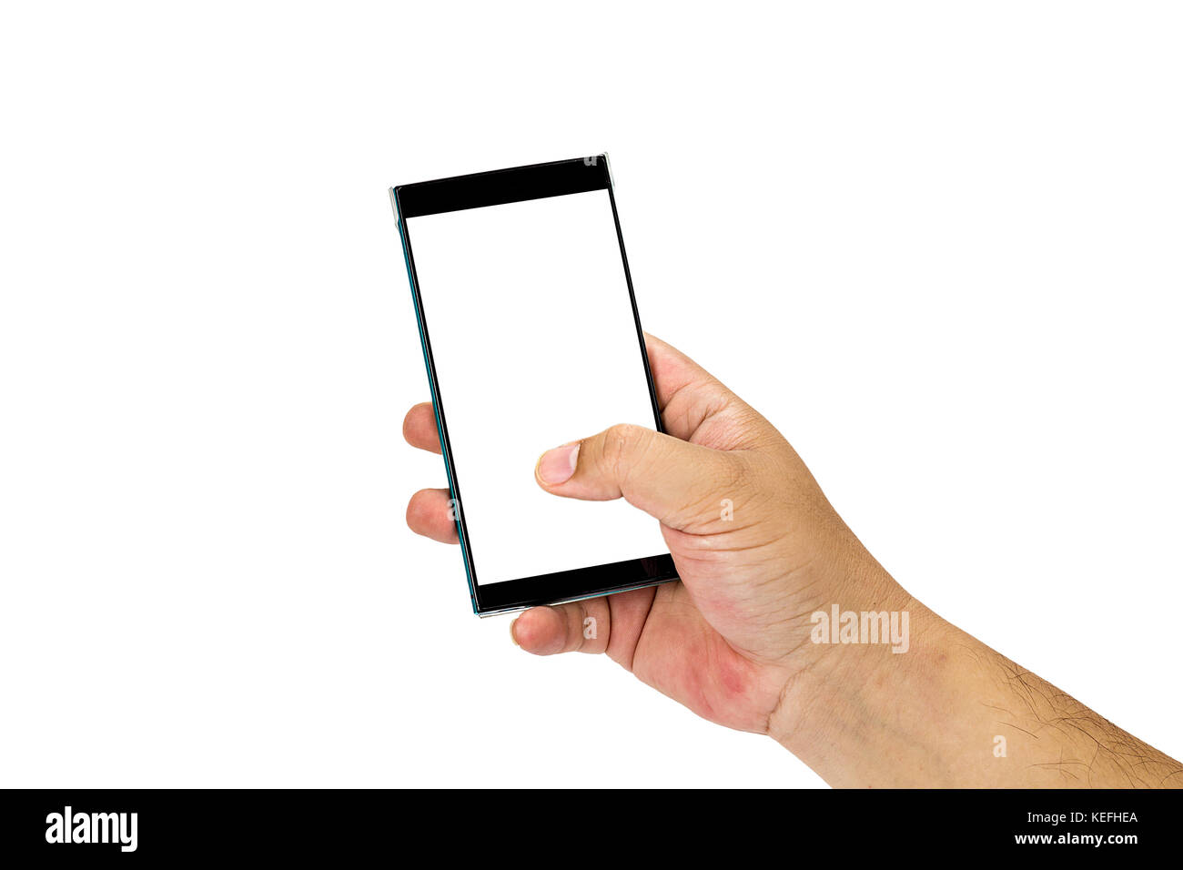 Mobile phone in hand isolated on white background Stock Photo - Alamy