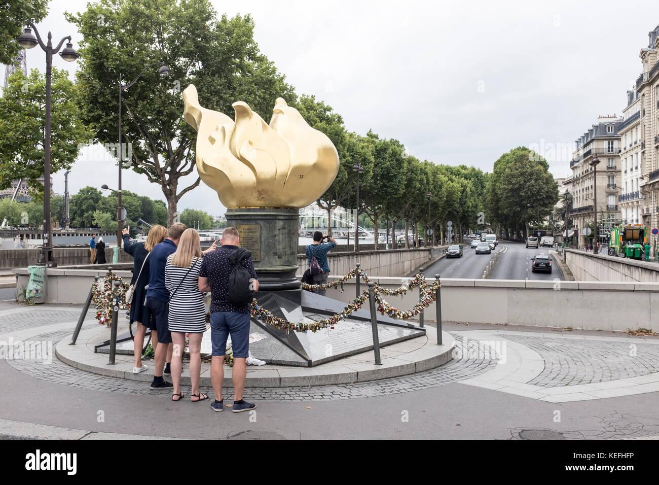 Visitors around the Flamme de la Liberté, in Paris, France Stock Photo
