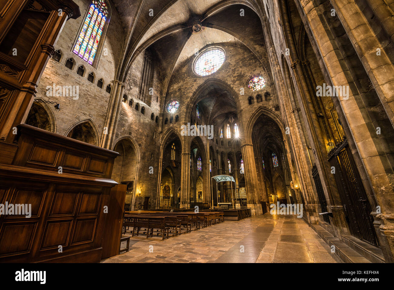 Interior of the Girona Cathedral in Catalunya,Spain, Europe Stock