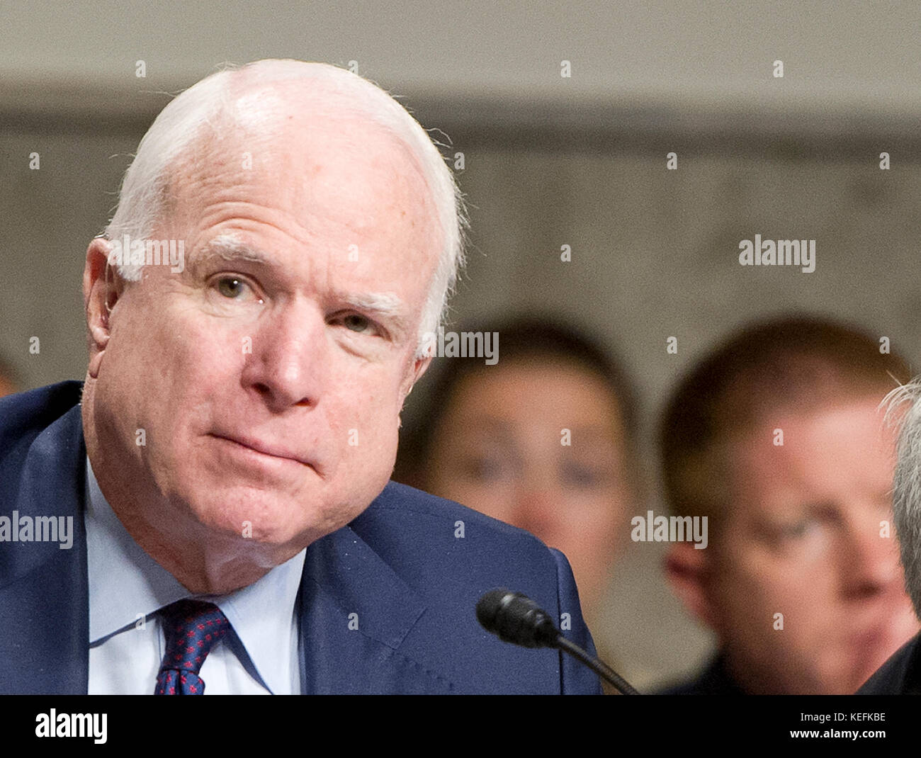 United States Senator John McCain (Republican of Arizona), Chairman, US Senate Committee on Armed Services listens to testimony concerning 'Impacts of the Joint Comprehensive Plan of Action (JCPOA) on U.S. Interests and the Military Balance in the Middle East' on Capitol Hill on Wednesday, July 29, 2015. Credit: Ron Sachs / CNP /MediaPunch Stock Photo