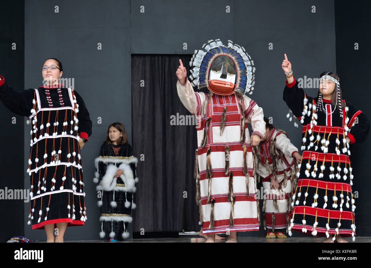 Alaska Native American Dancers, Palmer, Alaska, USA Stock Photo