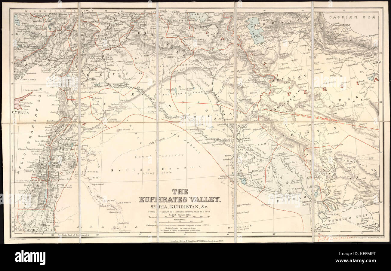 The Euphrates Valley: Syria, Kurdistan, et cetera by Edward Stanford Ltd., 1907-1920 Stock Photo