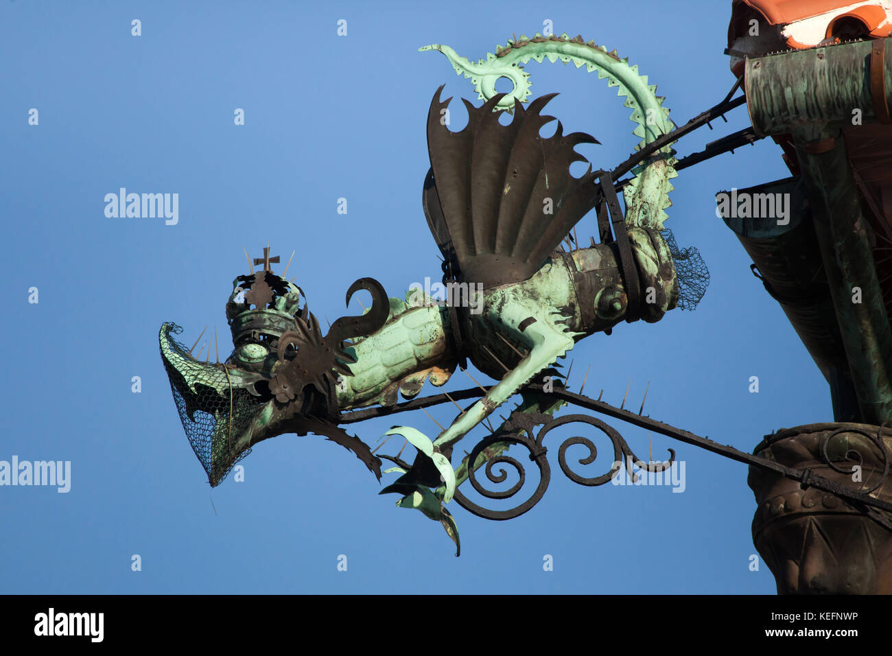 Dragon rainspout on the Olomouc City Hall in Upper Square (Horní