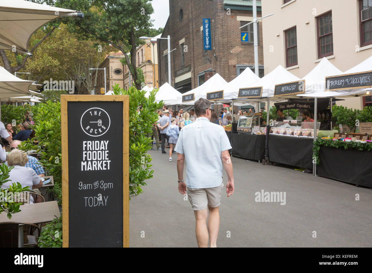 Friday Foodie market at The Rocks in Sydney city centre,Australia Stock Photo