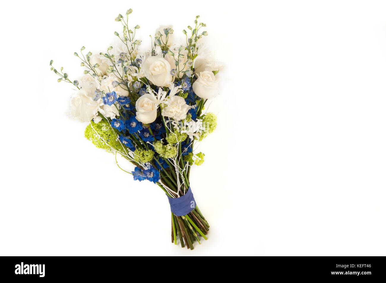 bouquet white roses tied ribbon on a white background. Valentine’s Day