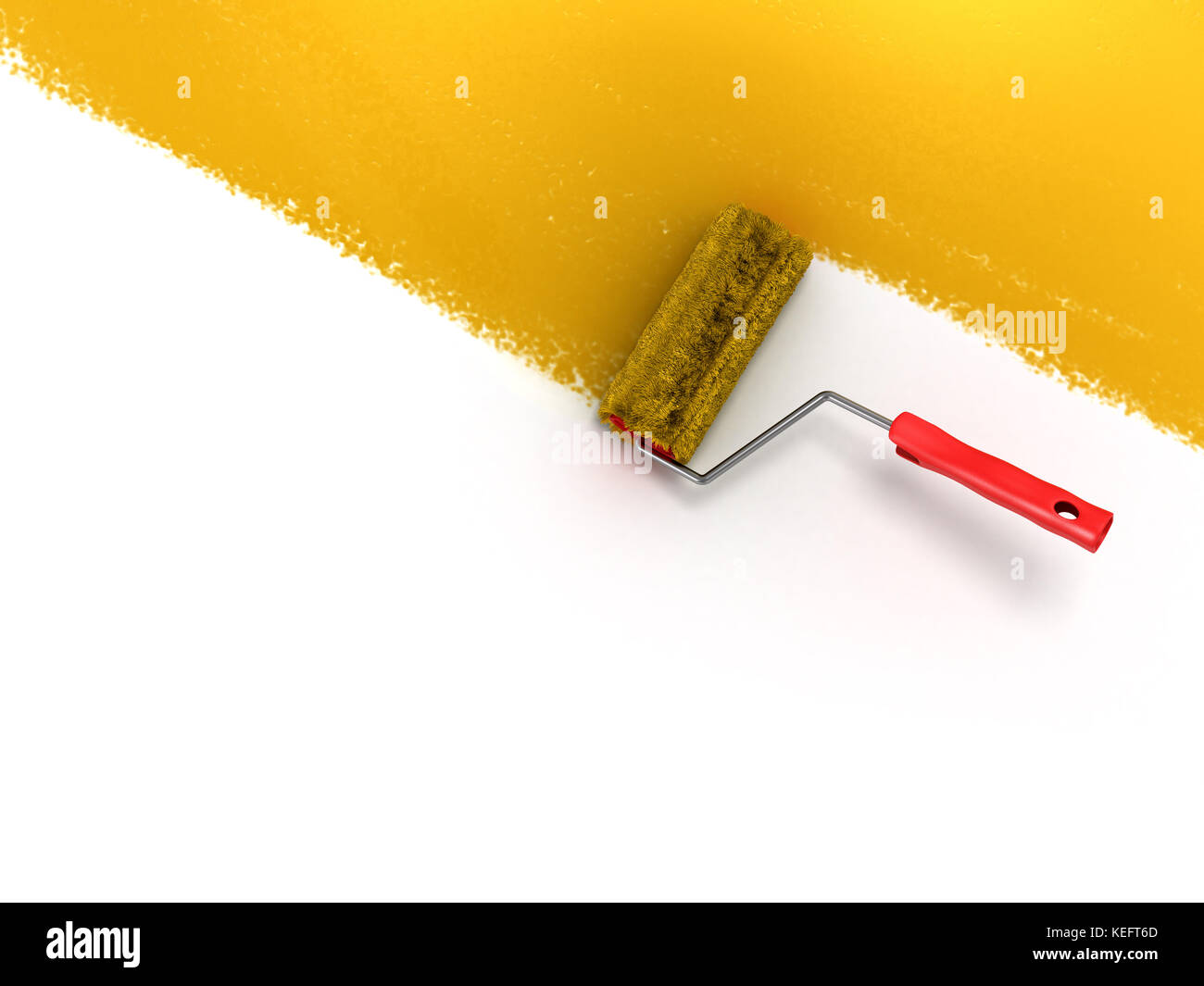 roller brush with red paint Stock Photo Alamy