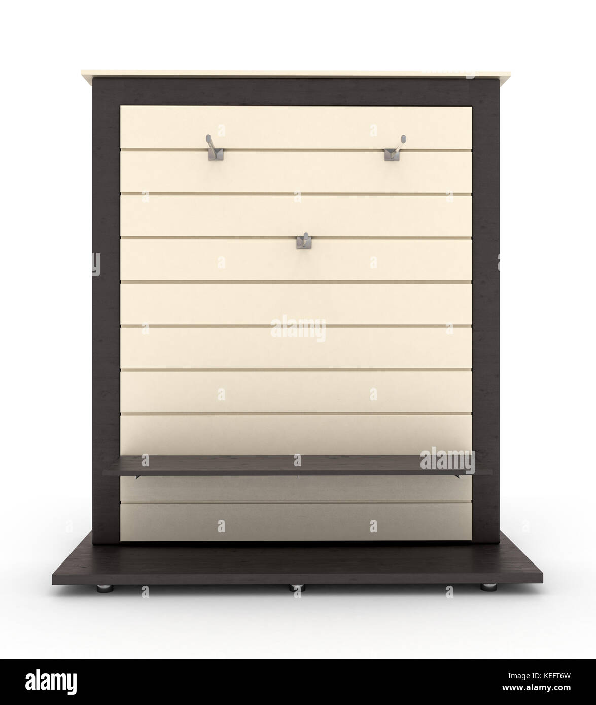 empty wooden two color shopping for clothes rack Stock Photo