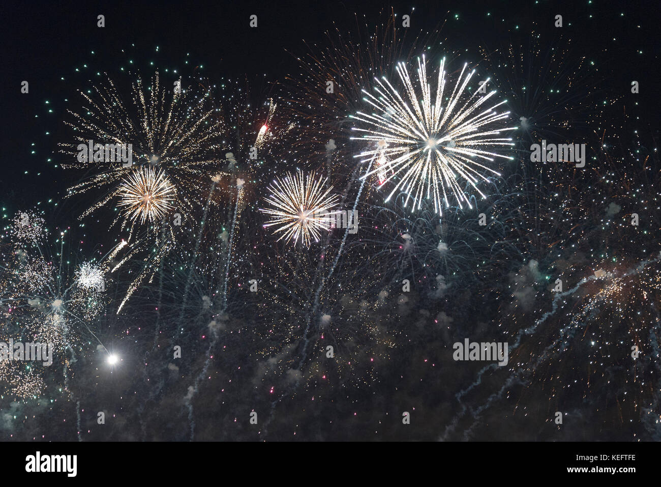 Fireworks in the night sky at the festival Stock Photo - Alamy