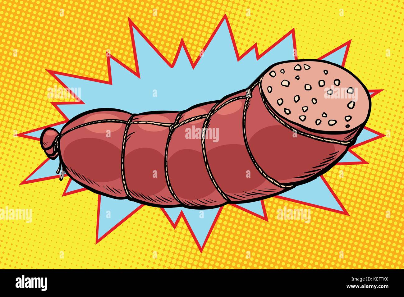 boiled sausage, farm product Stock Vector