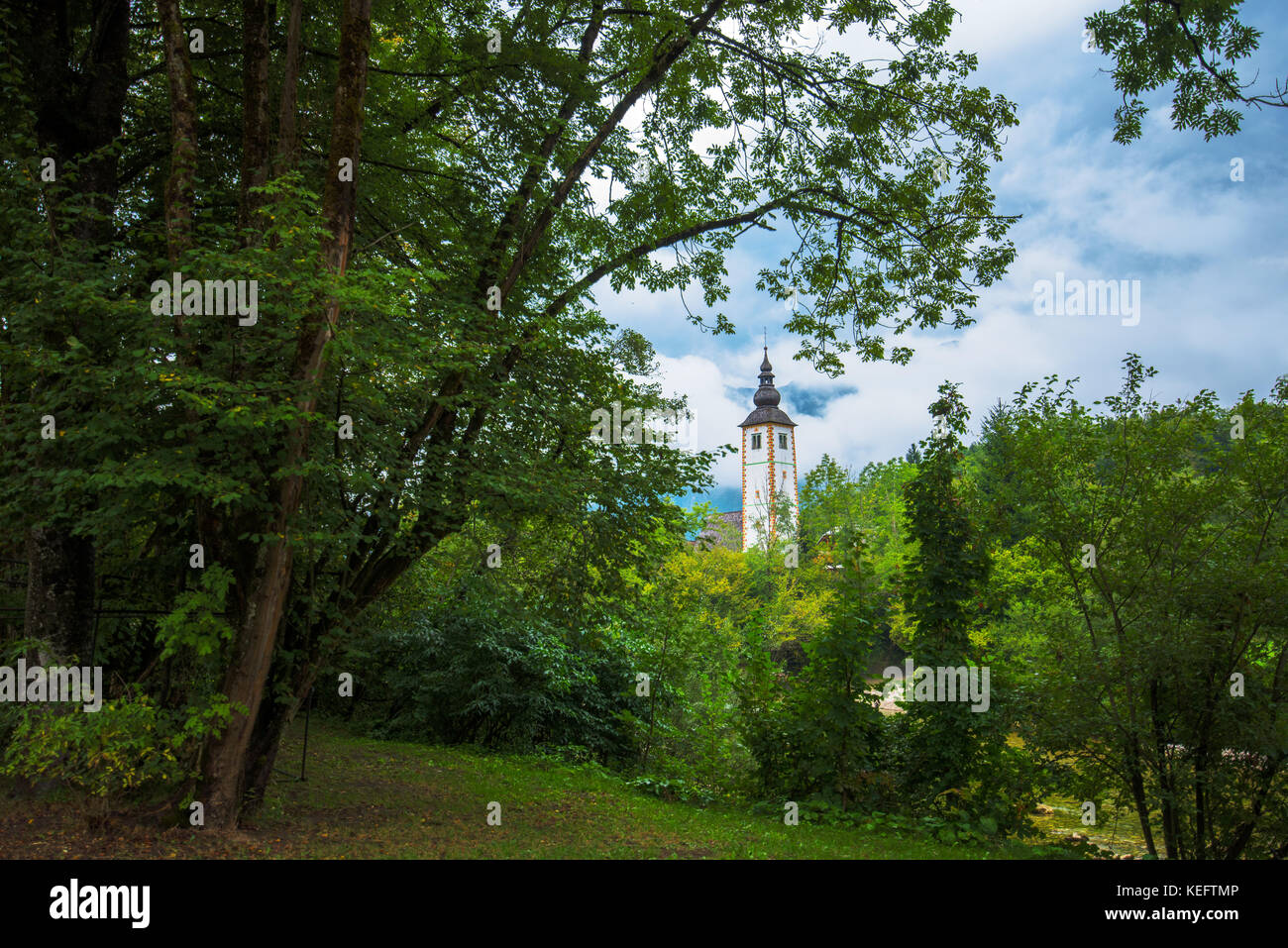 Church of St John the Baptist in touristic village Ribcev laz by the ...