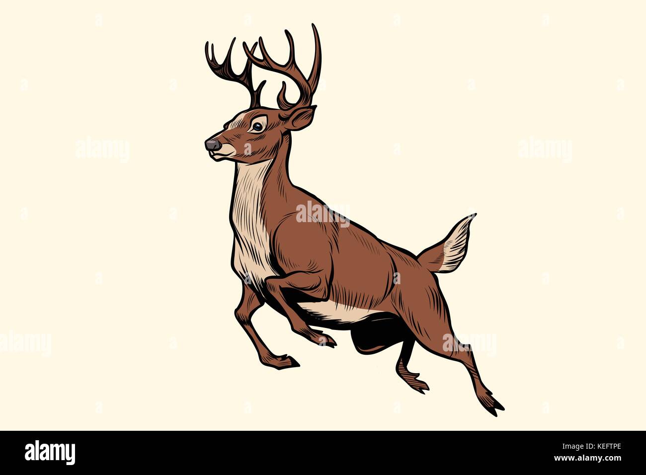 running deer jump Stock Vector