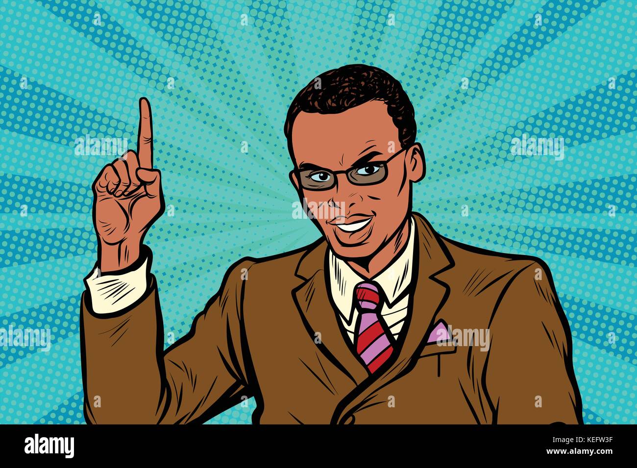 African businessman pointing finger up Stock Vector