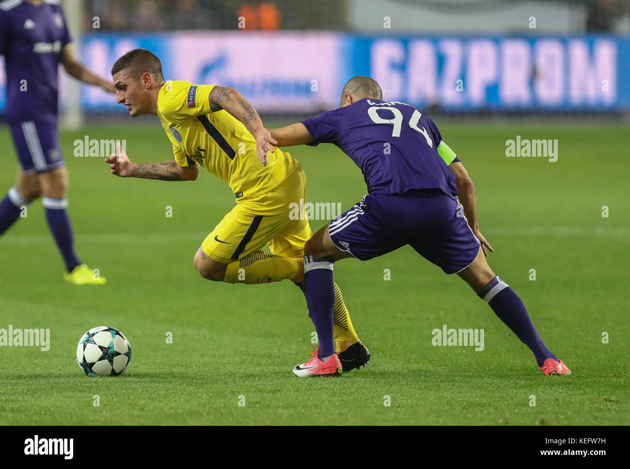 Anderlecht, Belgium. 18 October 2017. Marco Verratti (Paris Saint